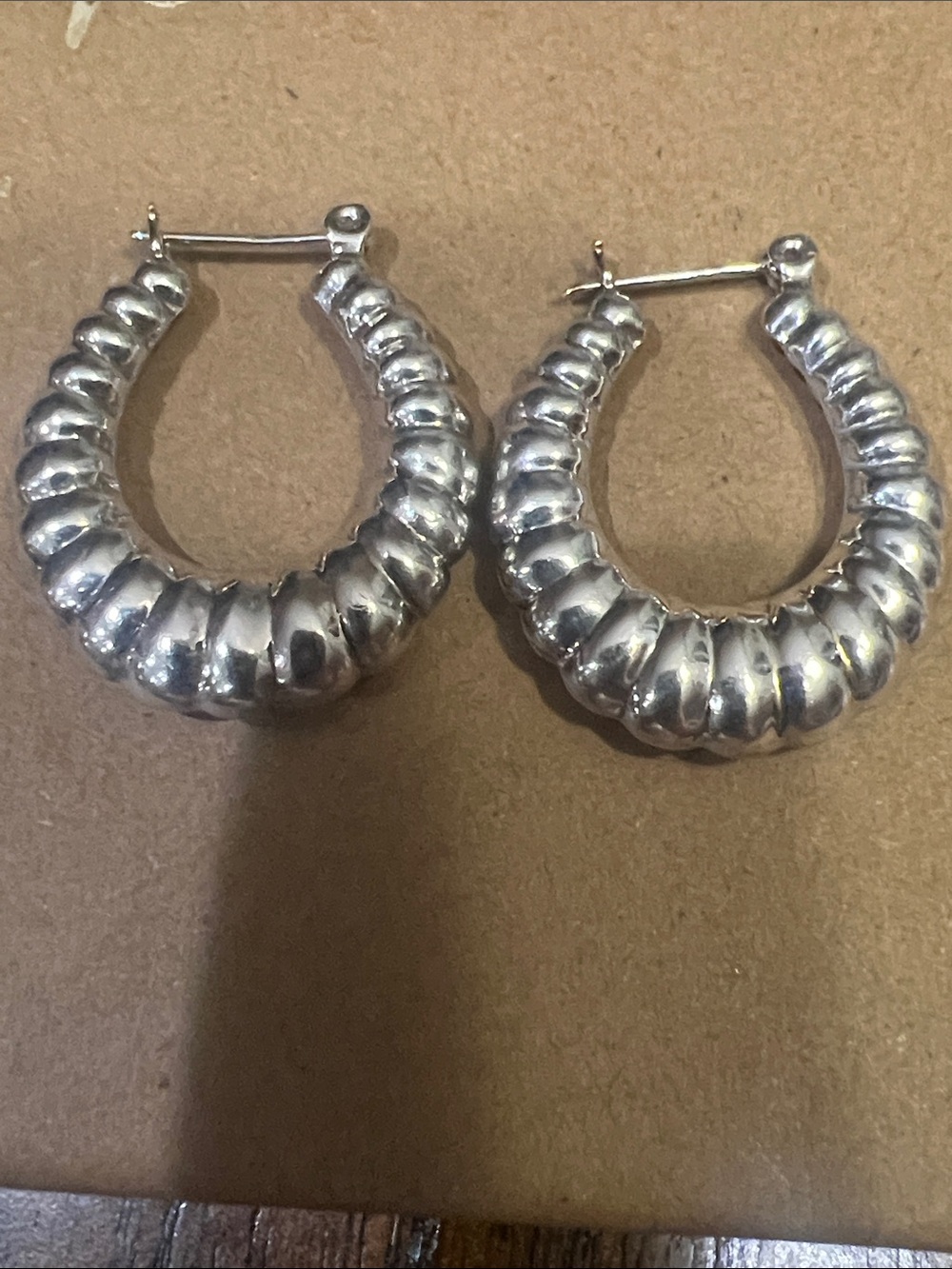 Sterling Silver Ribbed Hoop Earrings